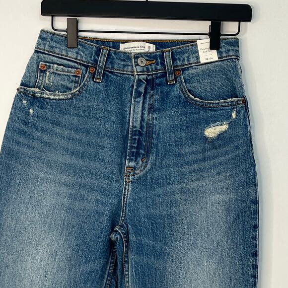 Abercrombie & Fitch Ultra High Rise Kick Flare Leg Denim Jeans Blue Size 26 NWT - Picture 3 of 11